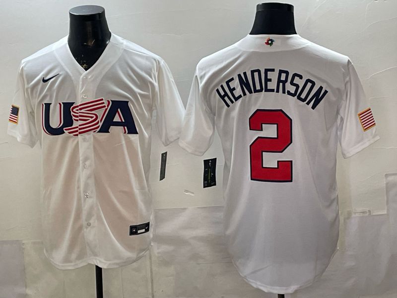Men 2026 World Cub USA #2 Henderson White Nike MLB Jersey style 001